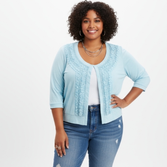 NWOT City Chic Powder Blue Cardigan Sz S (16) - Picture 1 of 3